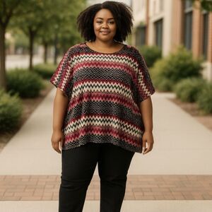 Cato plus size poncho style chevron short sleeve top.
